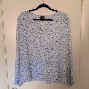 Worthington Light Blue Dotted Long Sleeve Blouse
